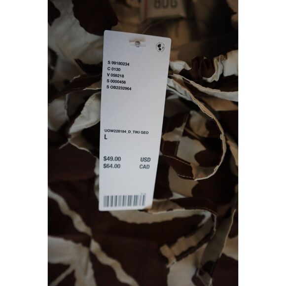 BDG x Urban Outfitters Sz L Brown Eva Tie-Front Ruched Strap Trapeze Mini Dress - Picture 5 of 11